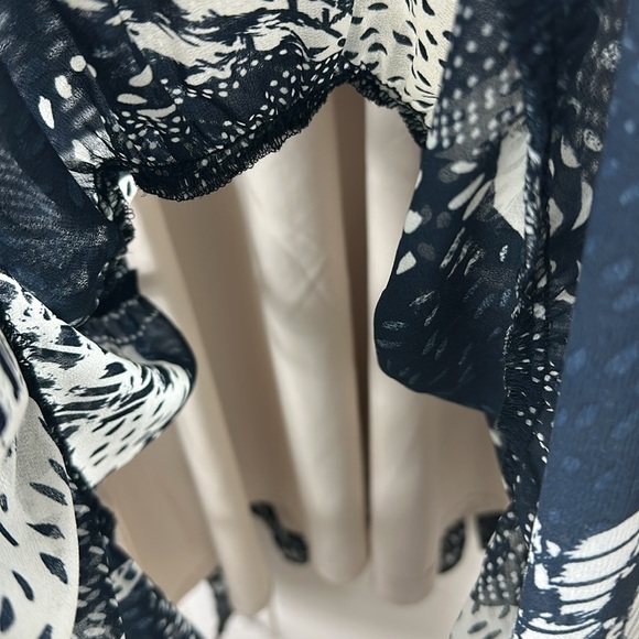 Philosophy Navy Blue & White Maxi Flowy Tiered Ruffle Dress Medium - Picture 5 of 9